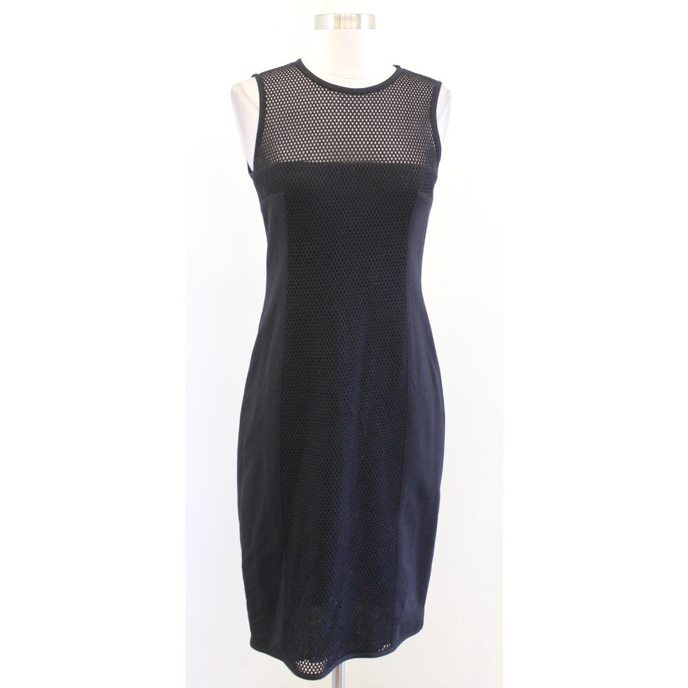 Akris Punto Dress Womens 4 Black Mesh Sheath Bergdorf Goodman Bodycon Cutout